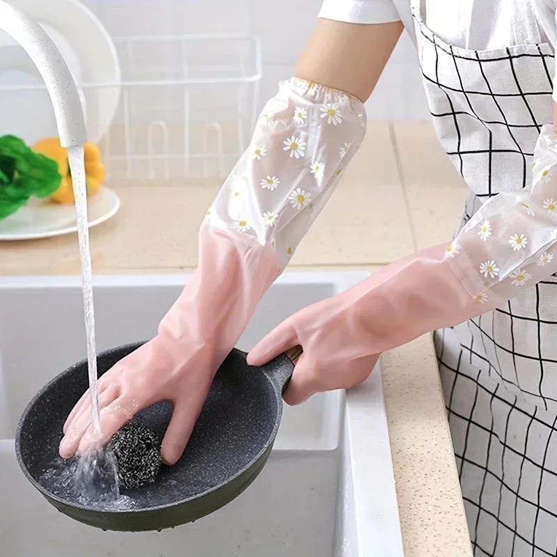 Dish Glove Rubber - Ev Tipi Uzun Kollu Lastik Eldivenler